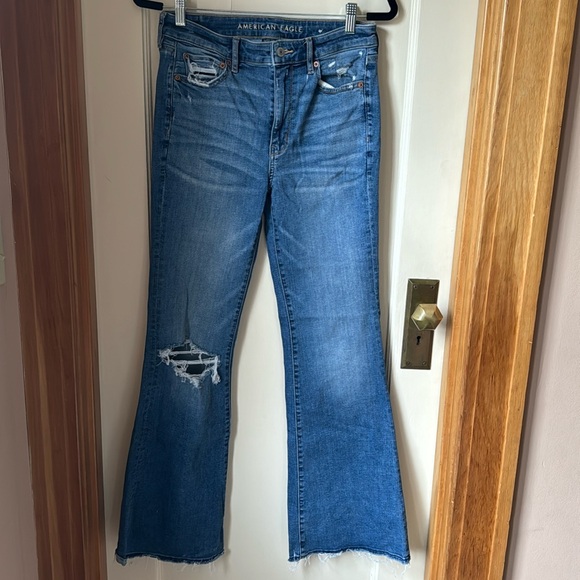 AE American Eagle super stretch flare boot cut jeans size 6 long - Picture 1 of 5